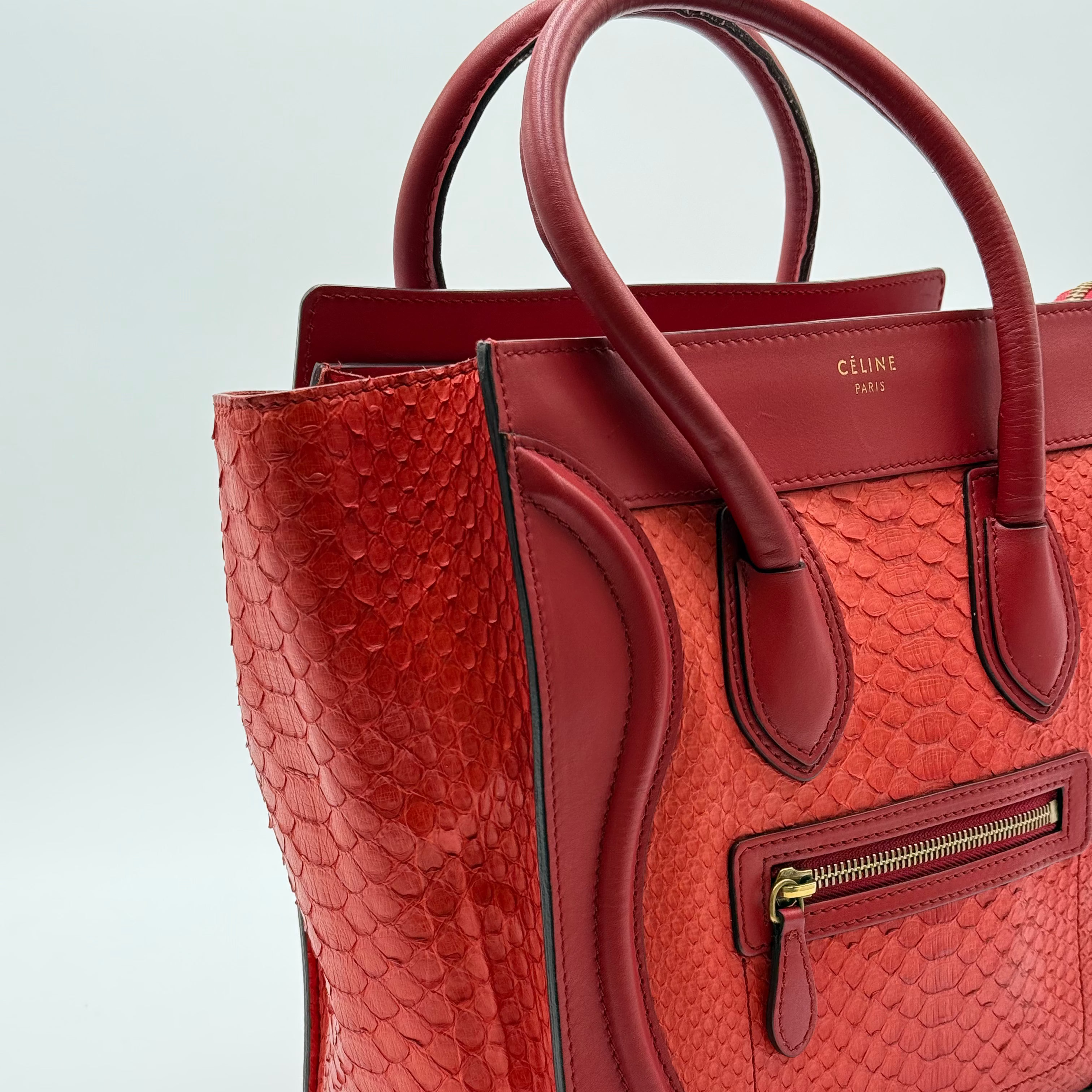 Celine Red Python Leather Micro Luggage