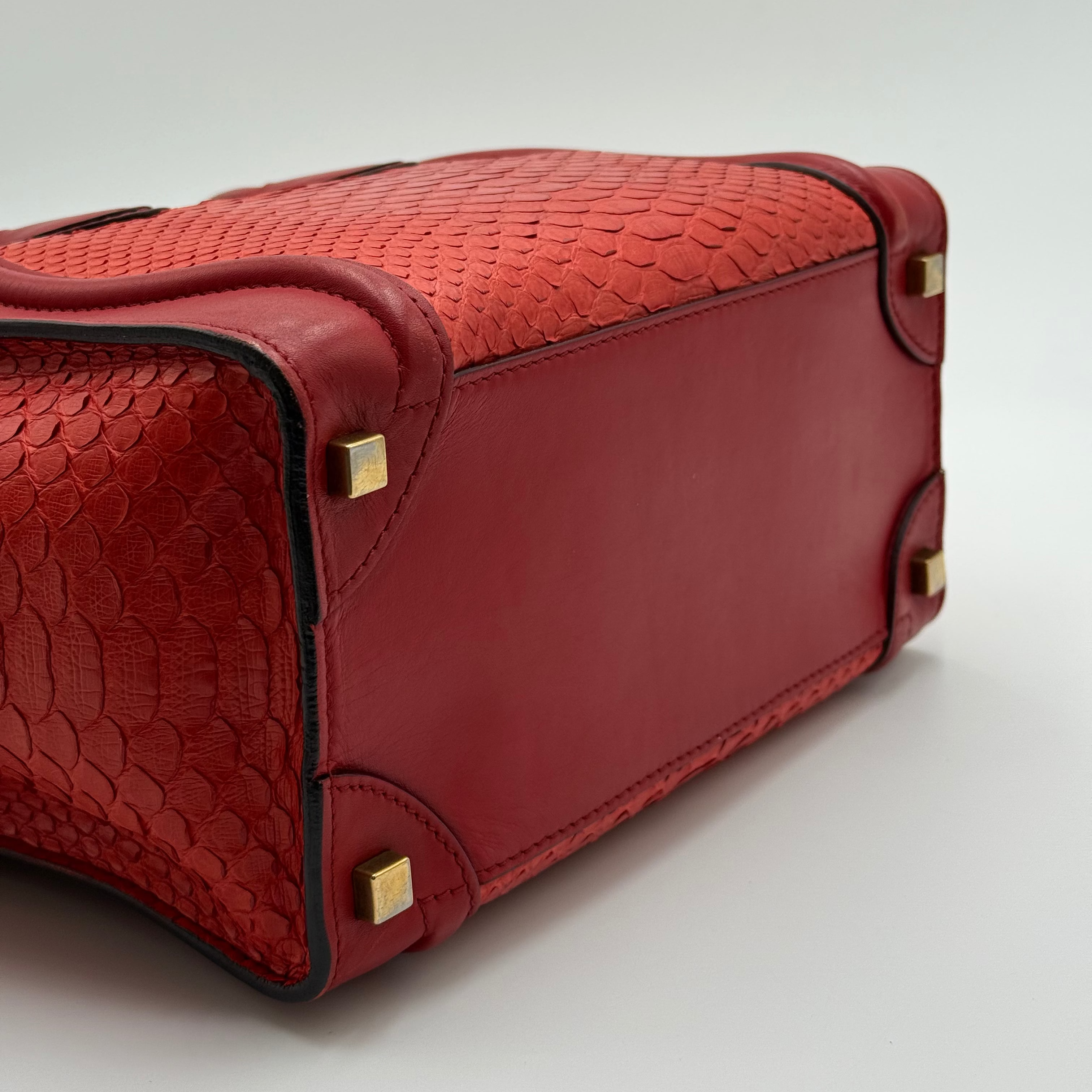 Celine Red Python Leather Micro Luggage