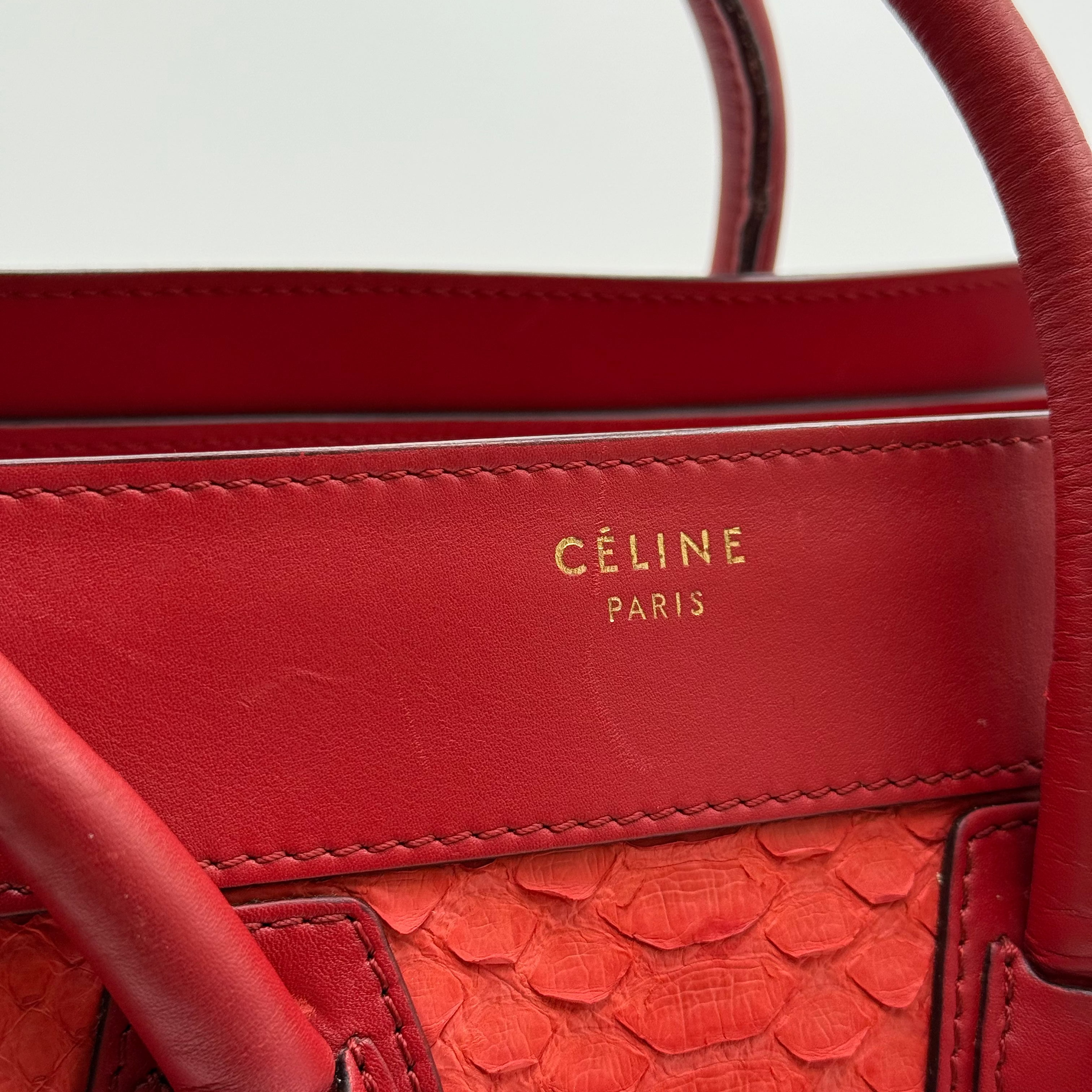 Celine Red Python Leather Micro Luggage
