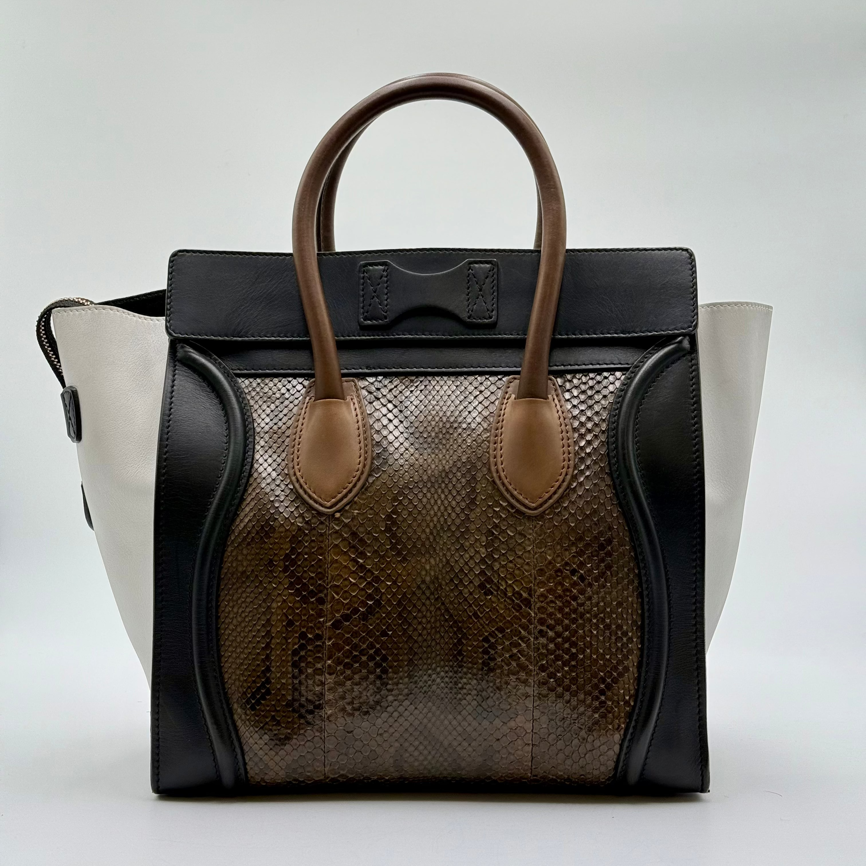 Celine Brown Python Black White Leather Mini Luggage