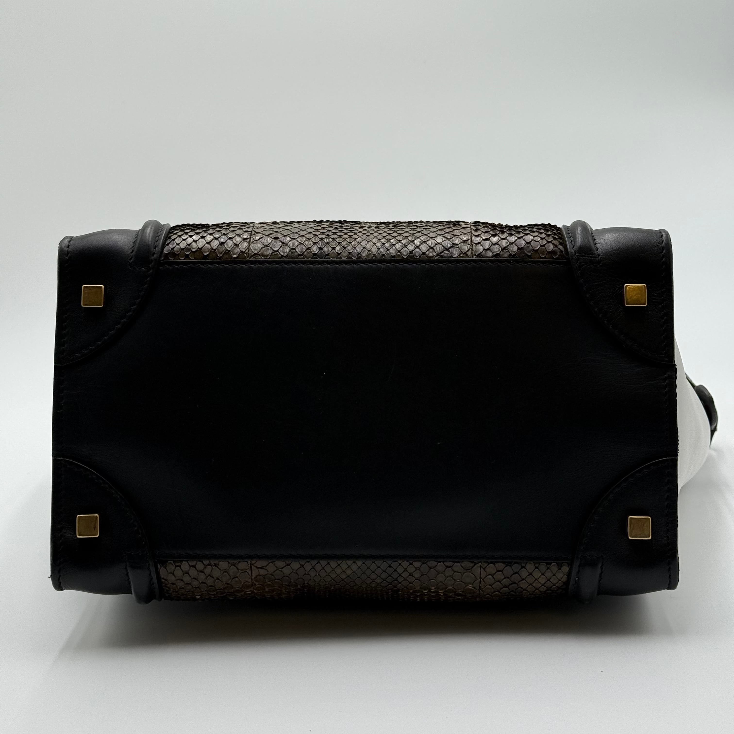 Celine Brown Python Black White Leather Mini Luggage