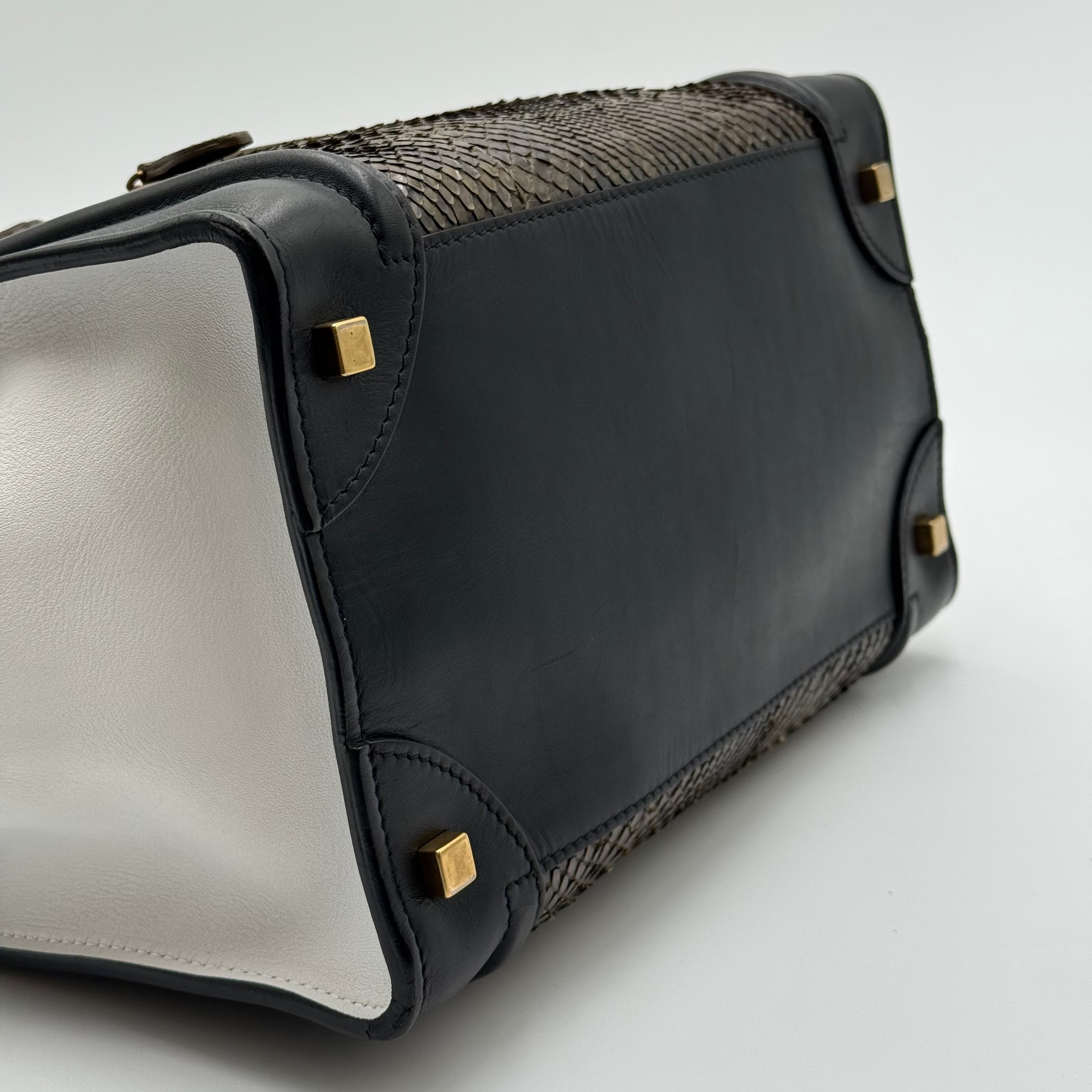 Celine Brown Python Black White Leather Mini Luggage