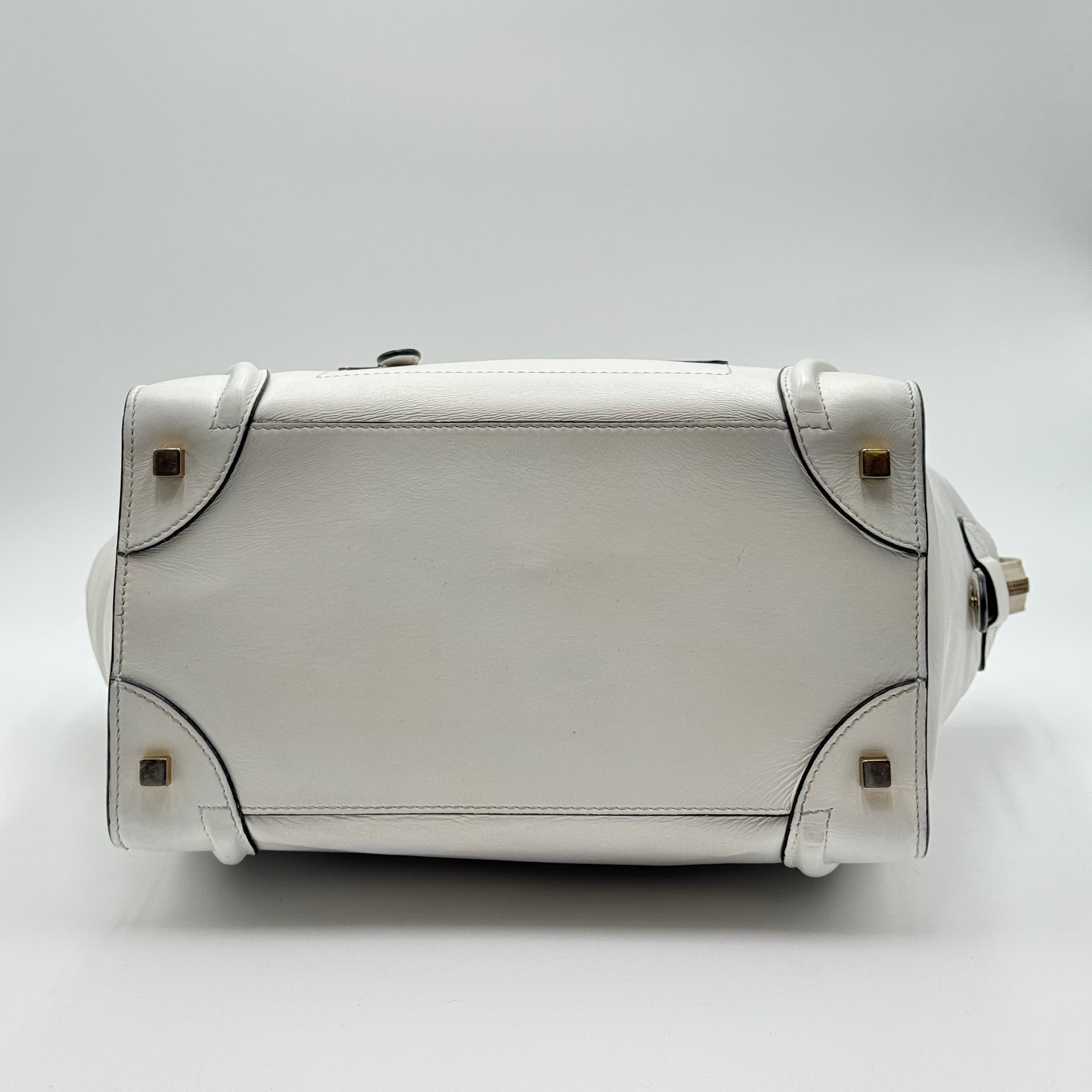 Celine Black White Smooth Leather Mini Luggage