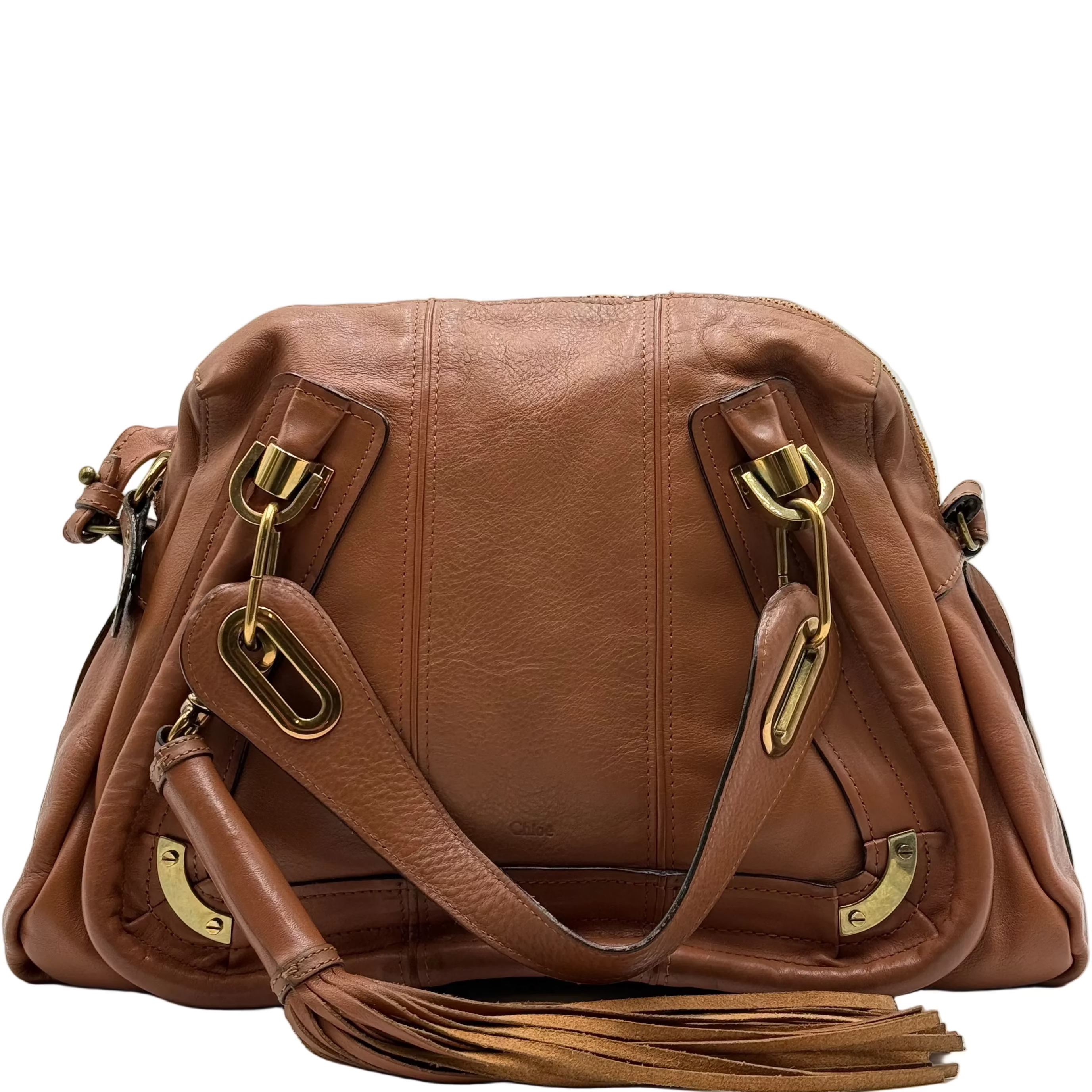 Chloé Brown Leather Tassel Paraty MM