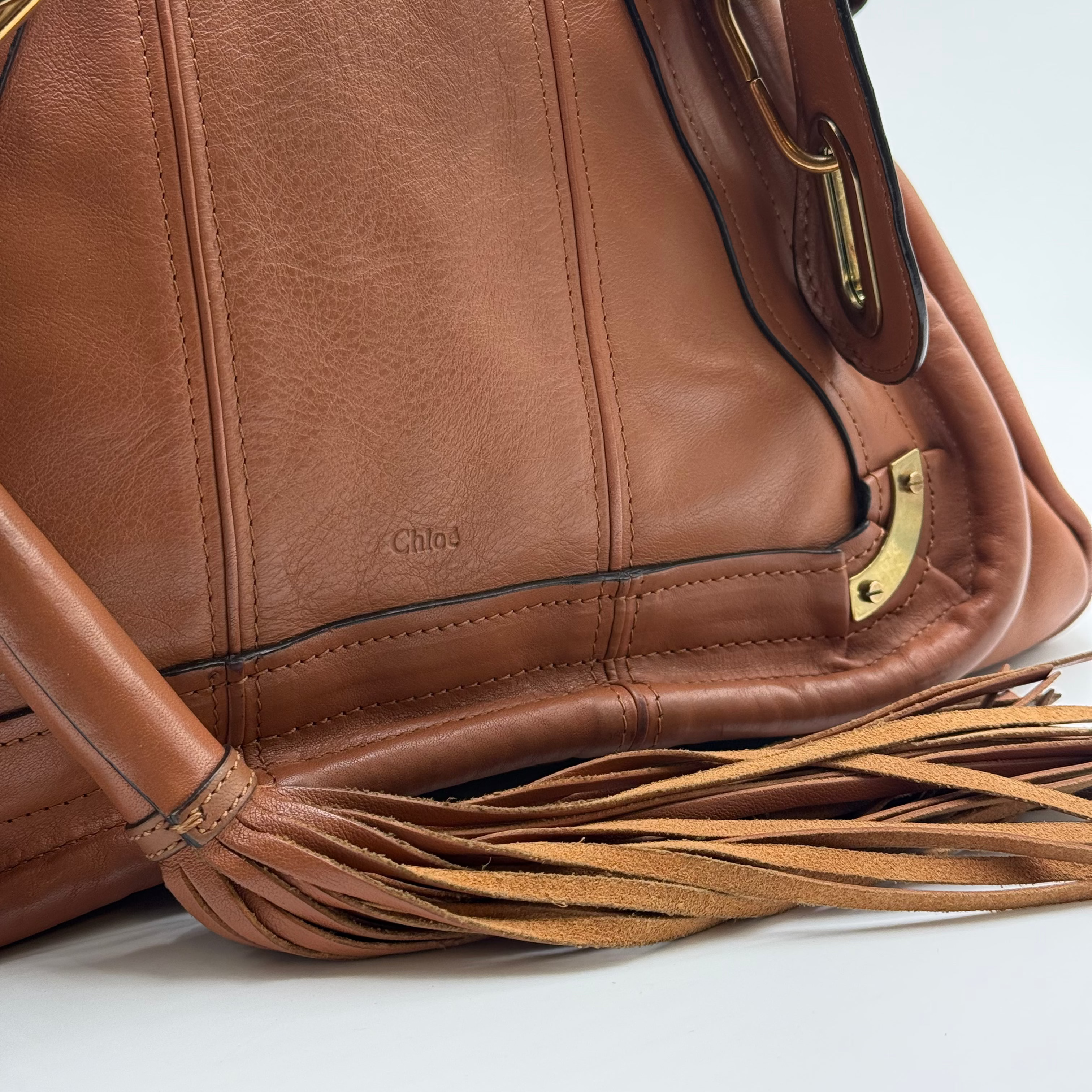 Chloé Brown Leather Tassel Paraty MM