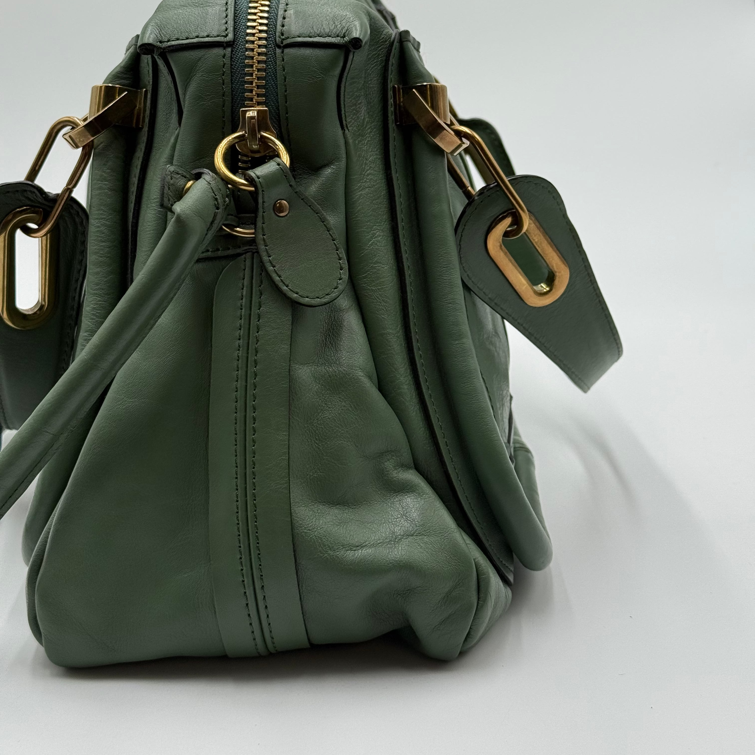 Chloé Sage Green Leather Paraty MM