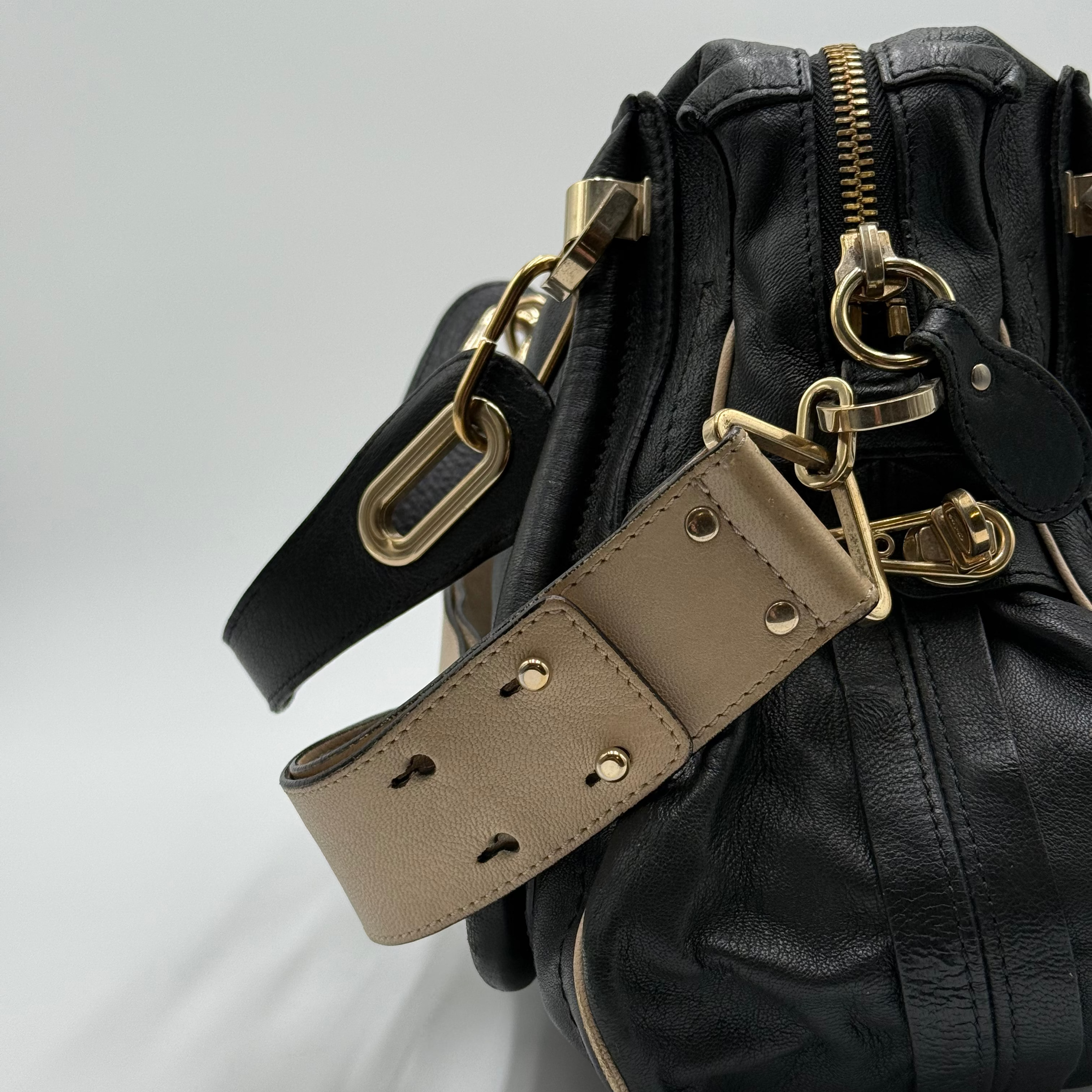Chloé Black Leather Military Paraty MM