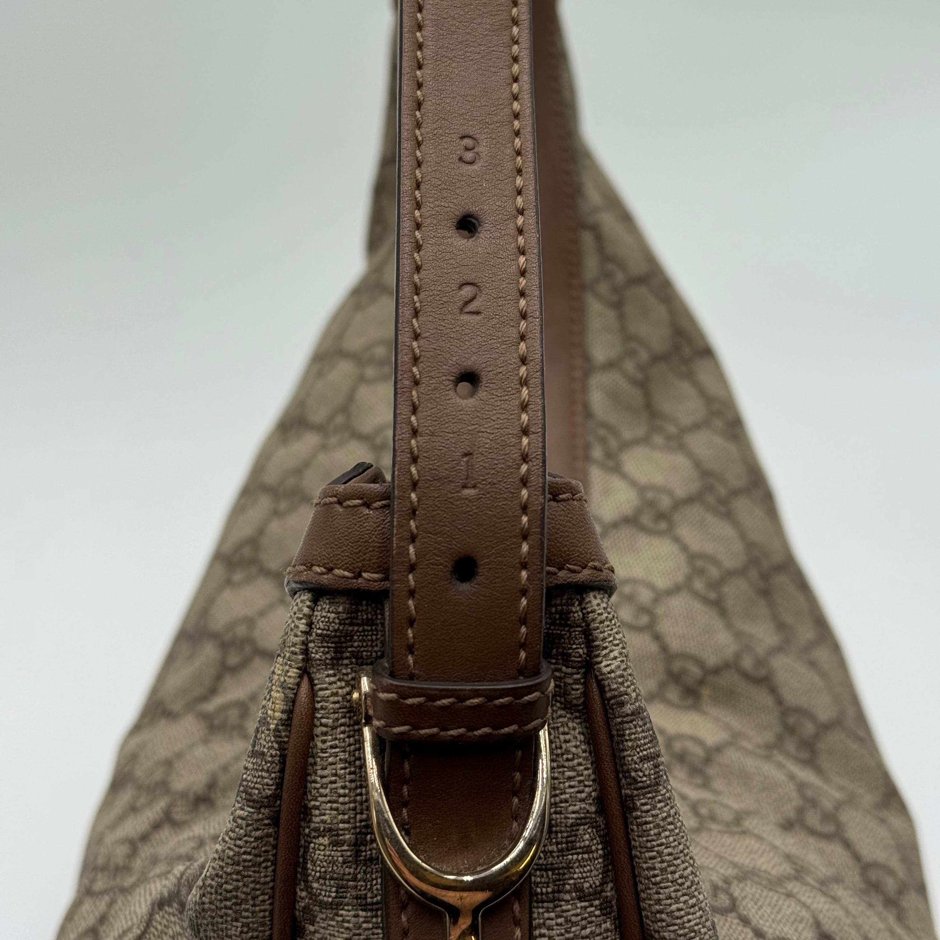 Gucci Brown Leather GG Monogram Canvas Hobo