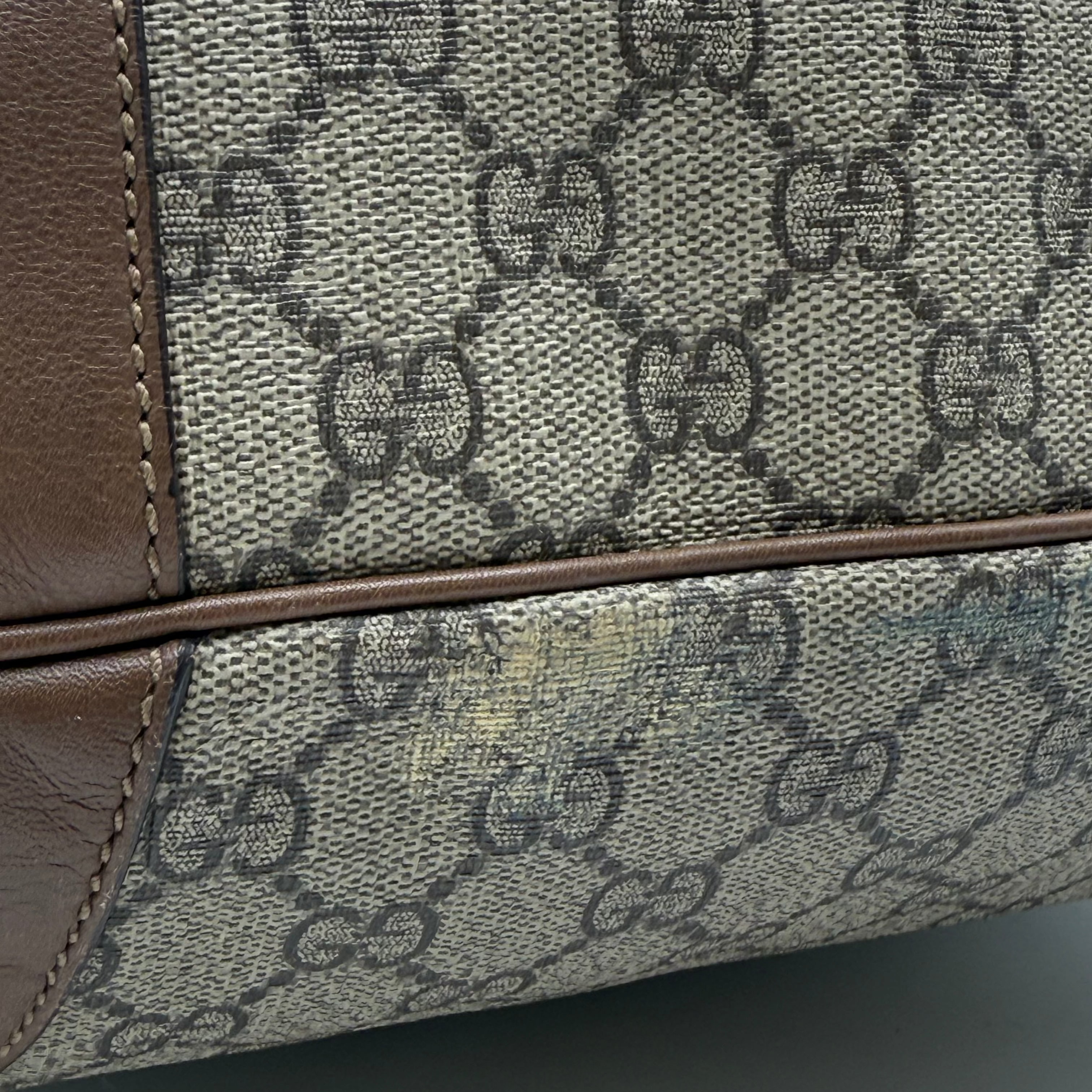 Gucci Brown Leather GG Monogram Canvas Hobo