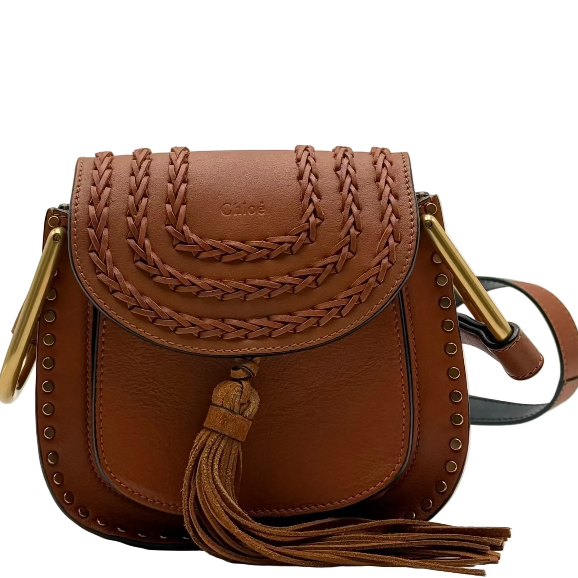 Chloé Whipstitch Brown Leather Hudson Mini