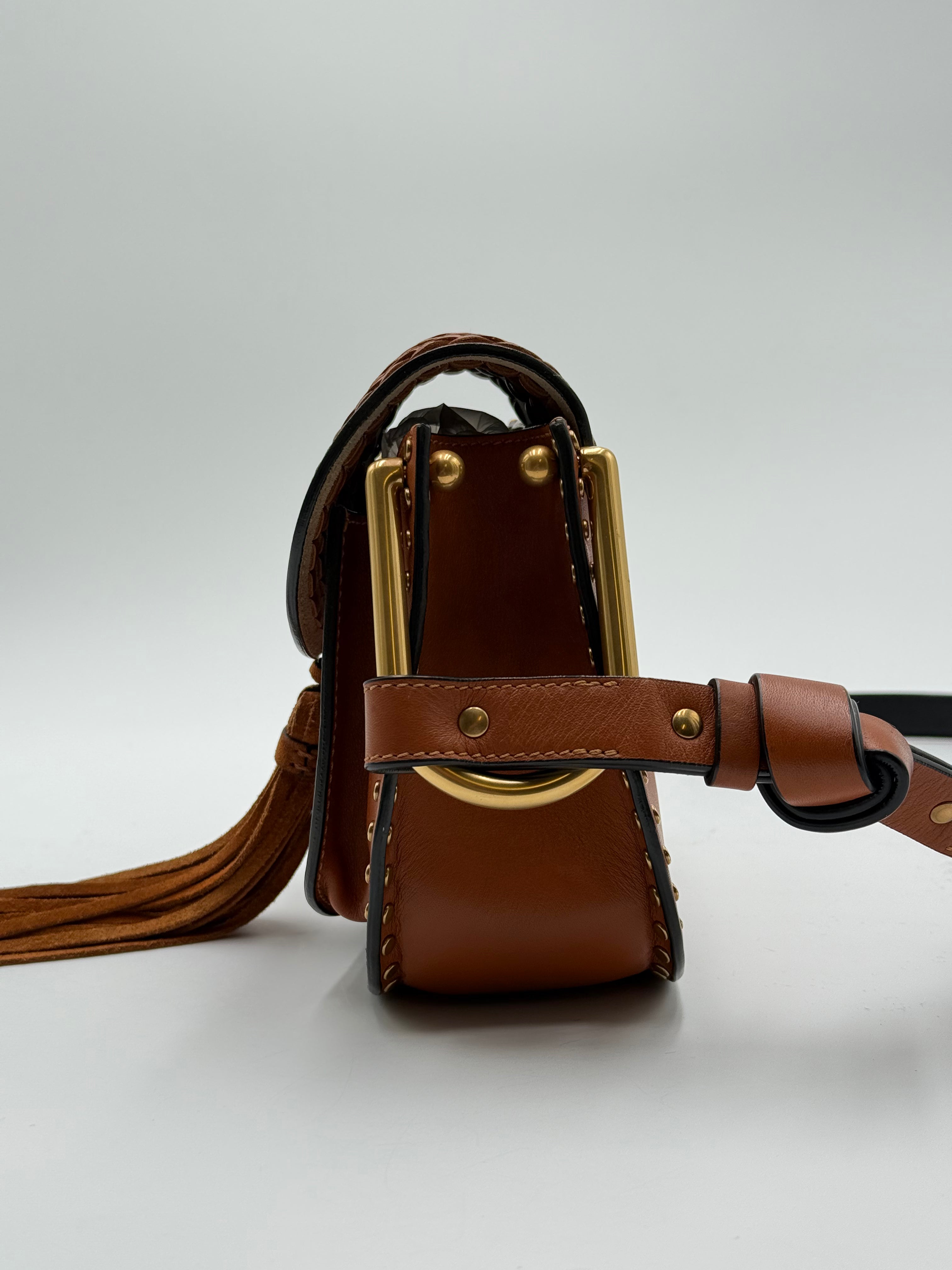 Chloé Whipstitch Brown Leather Hudson Mini