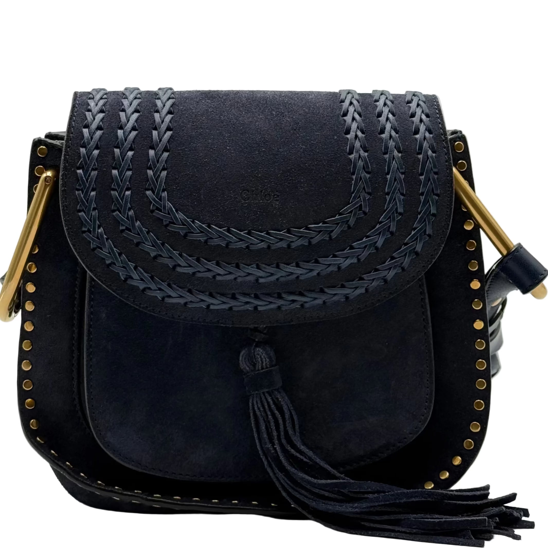 Chloé Whipstitch Navy Suede Hudson Small