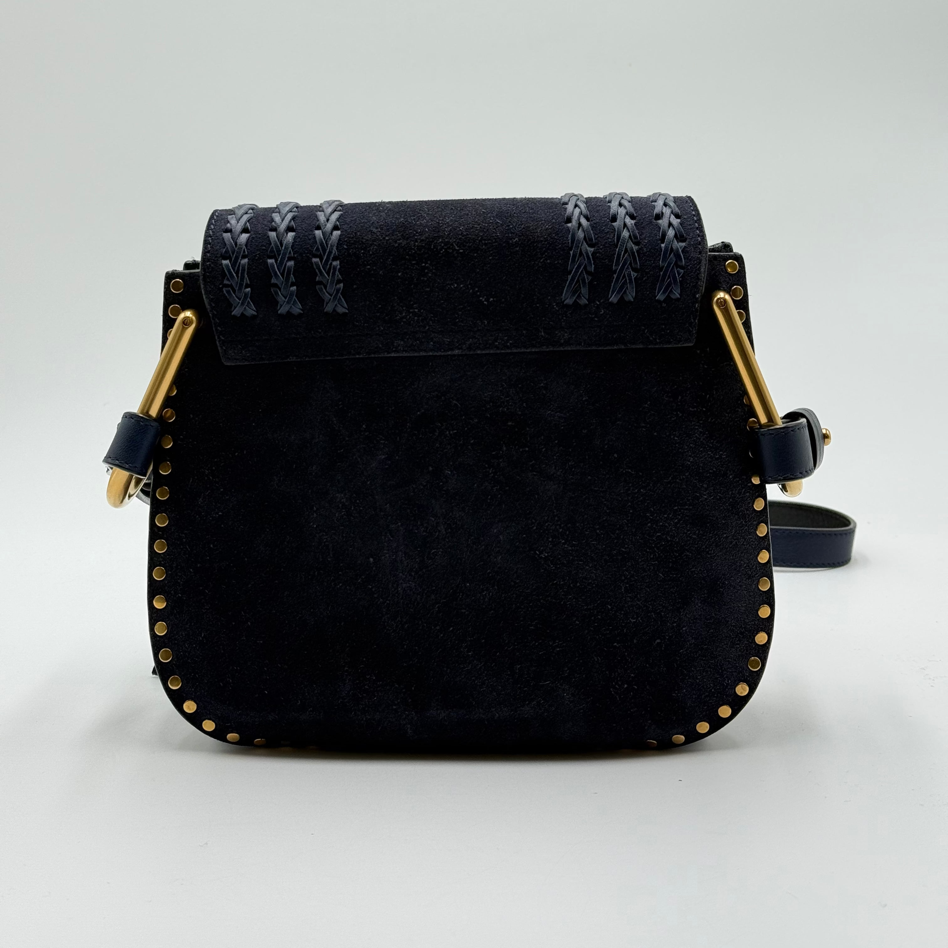 Chloé Whipstitch Navy Suede Hudson Small