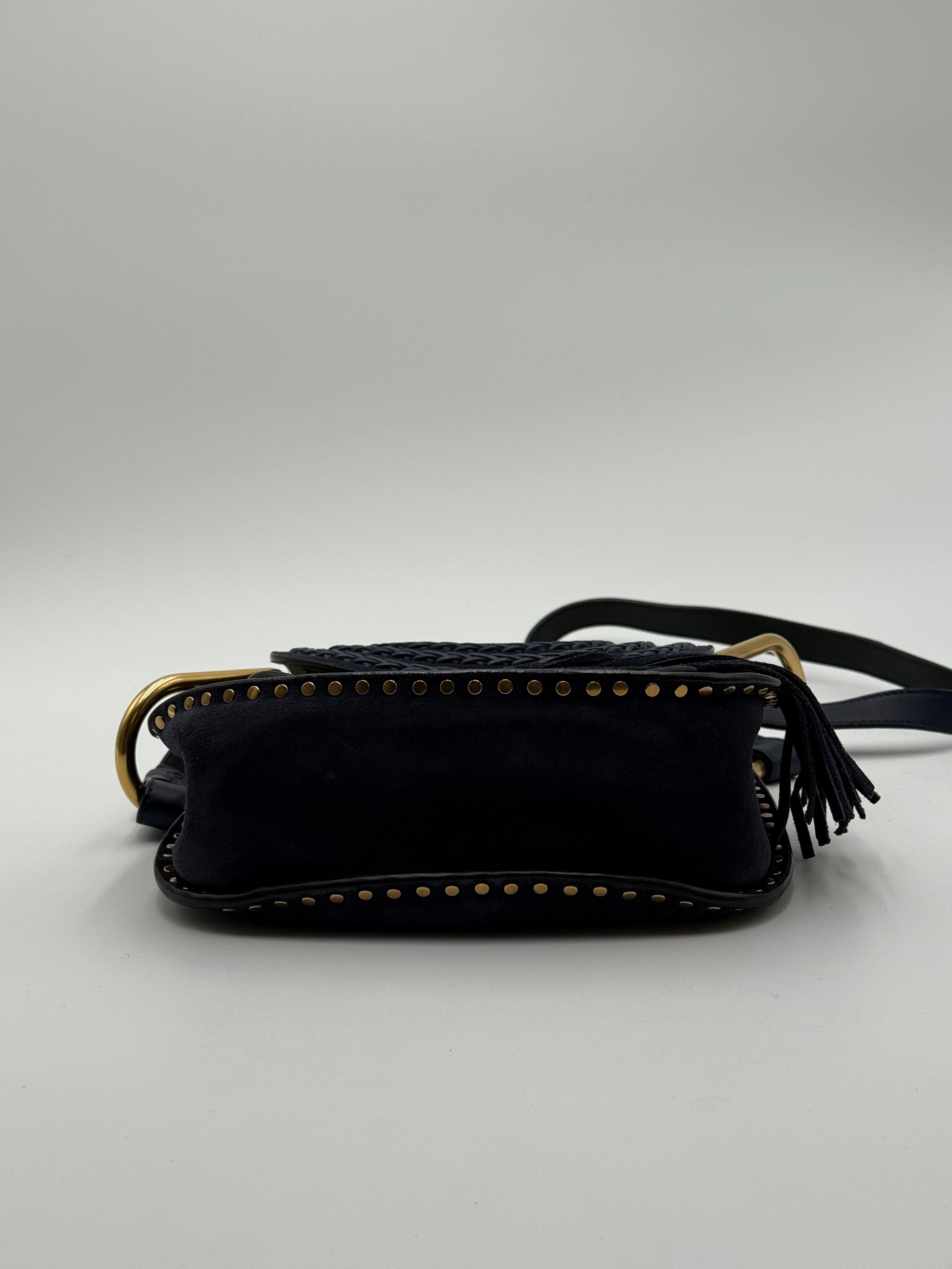 Chloé Whipstitch Navy Suede Hudson Small