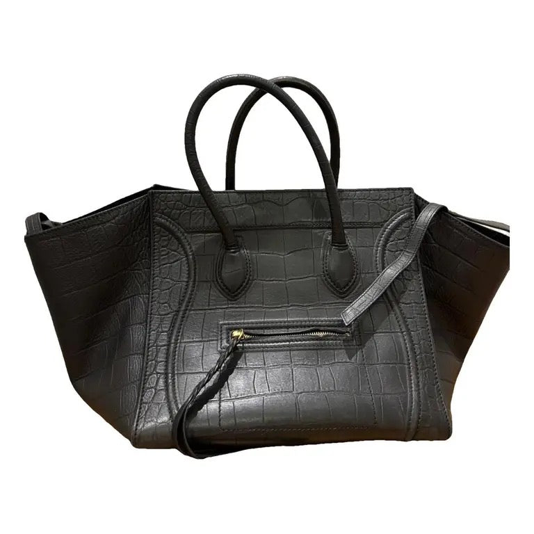 Celine Luggage Crocodile Black